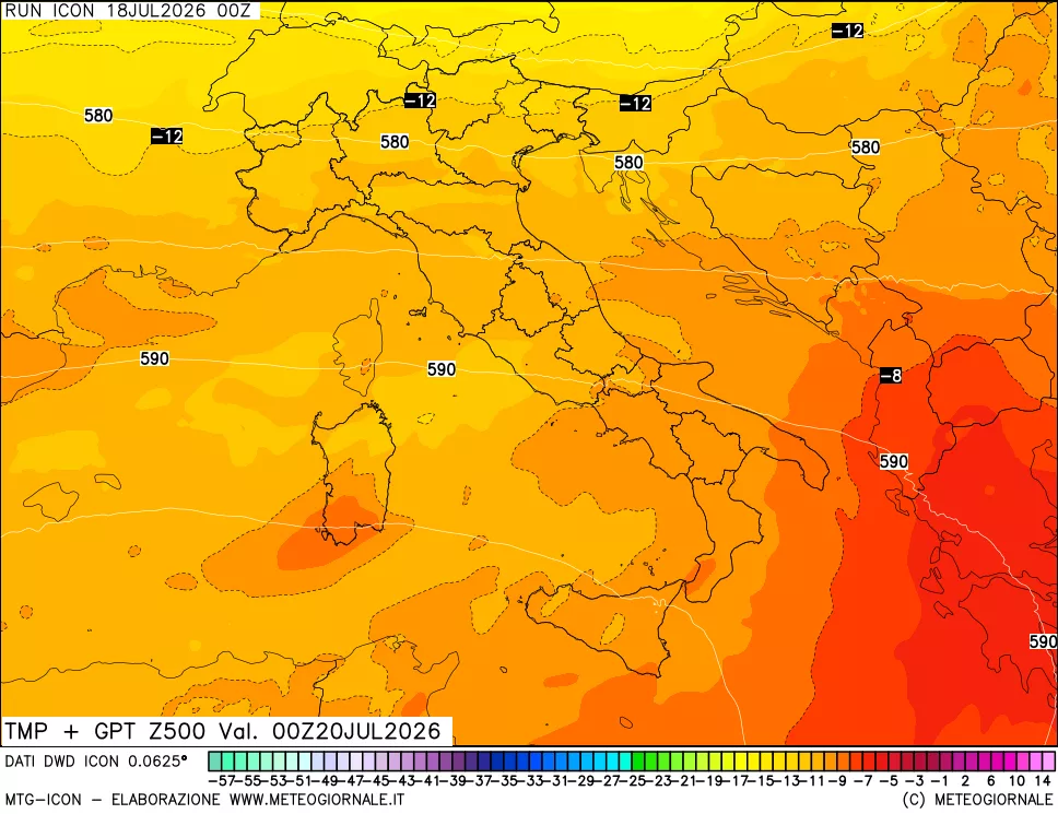 mappa 500 hPa Temp + GPT