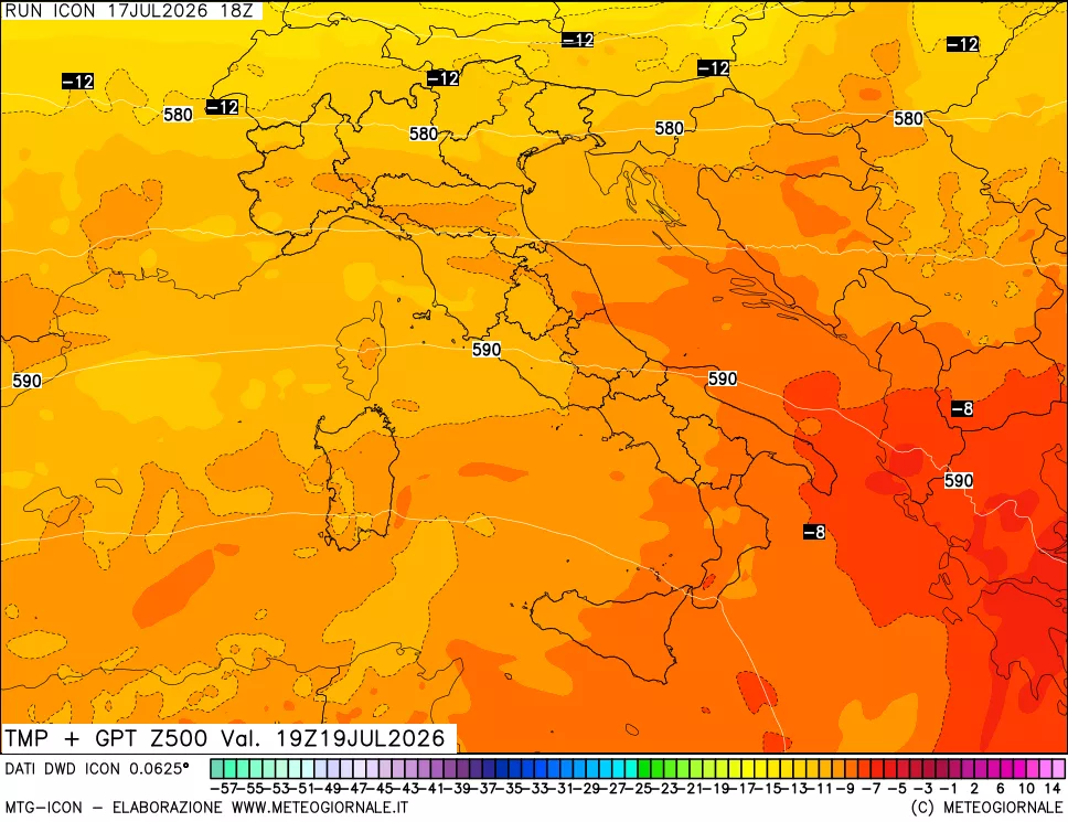 mappa 500 hPa Temp + GPT