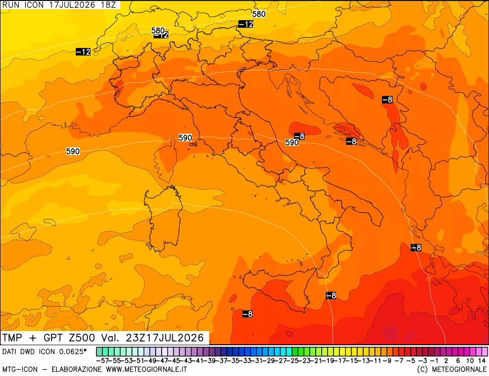 mappa 500 hPa Temp + GPT