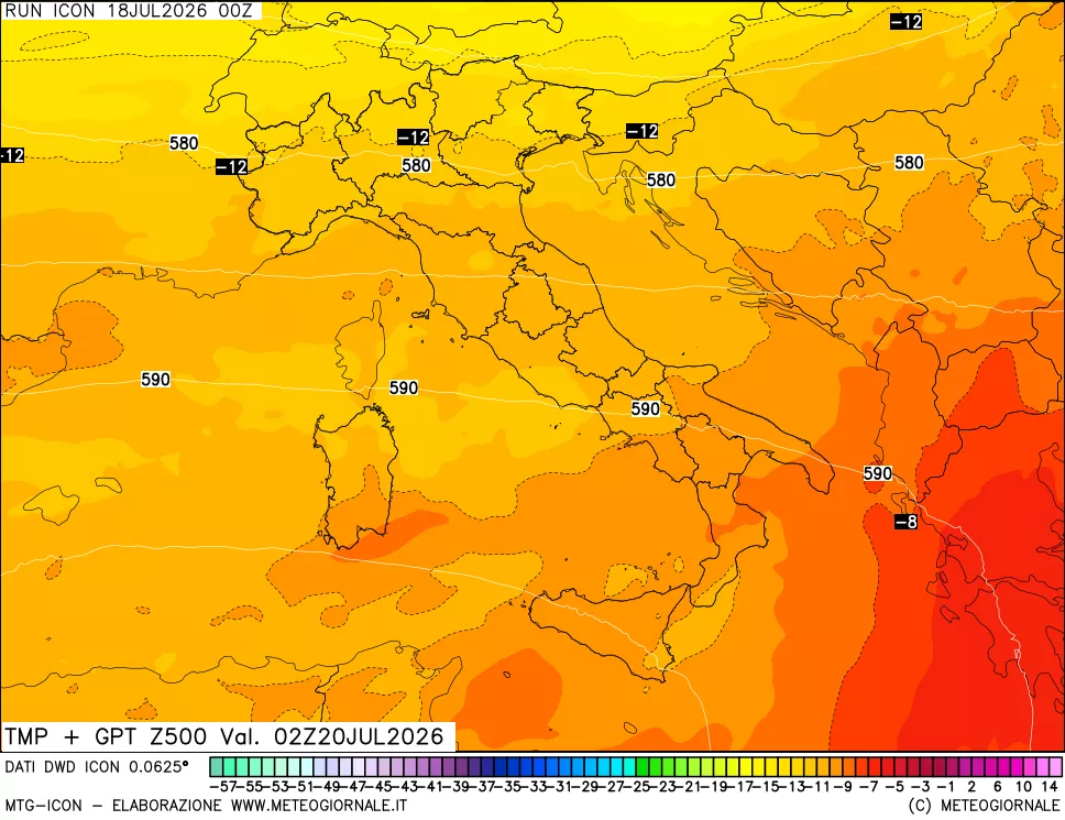 mappa 500 hPa Temp + GPT