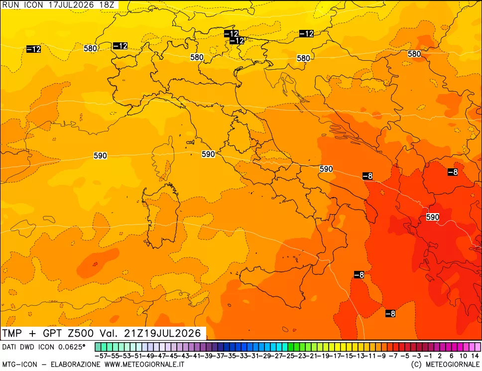mappa 500 hPa Temp + GPT