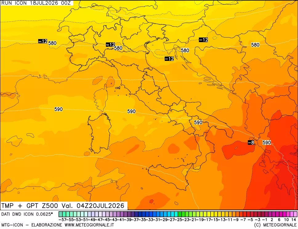 mappa 500 hPa Temp + GPT