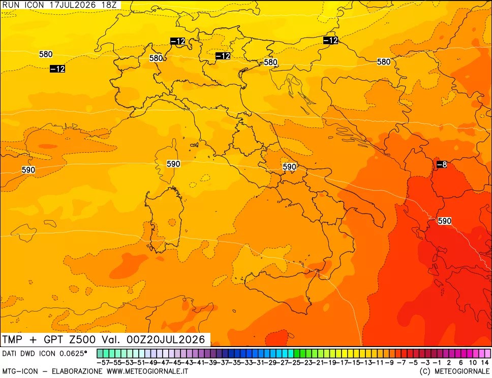 mappa 500 hPa Temp + GPT