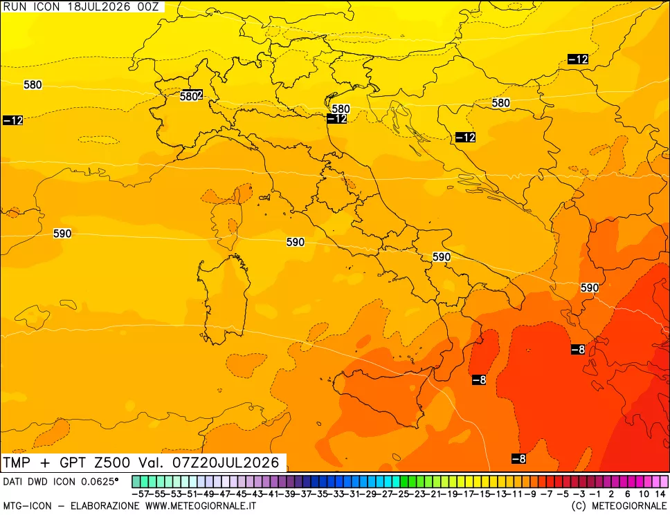 mappa 500 hPa Temp + GPT