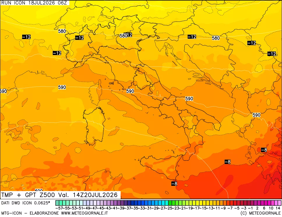 mappa 500 hPa Temp + GPT