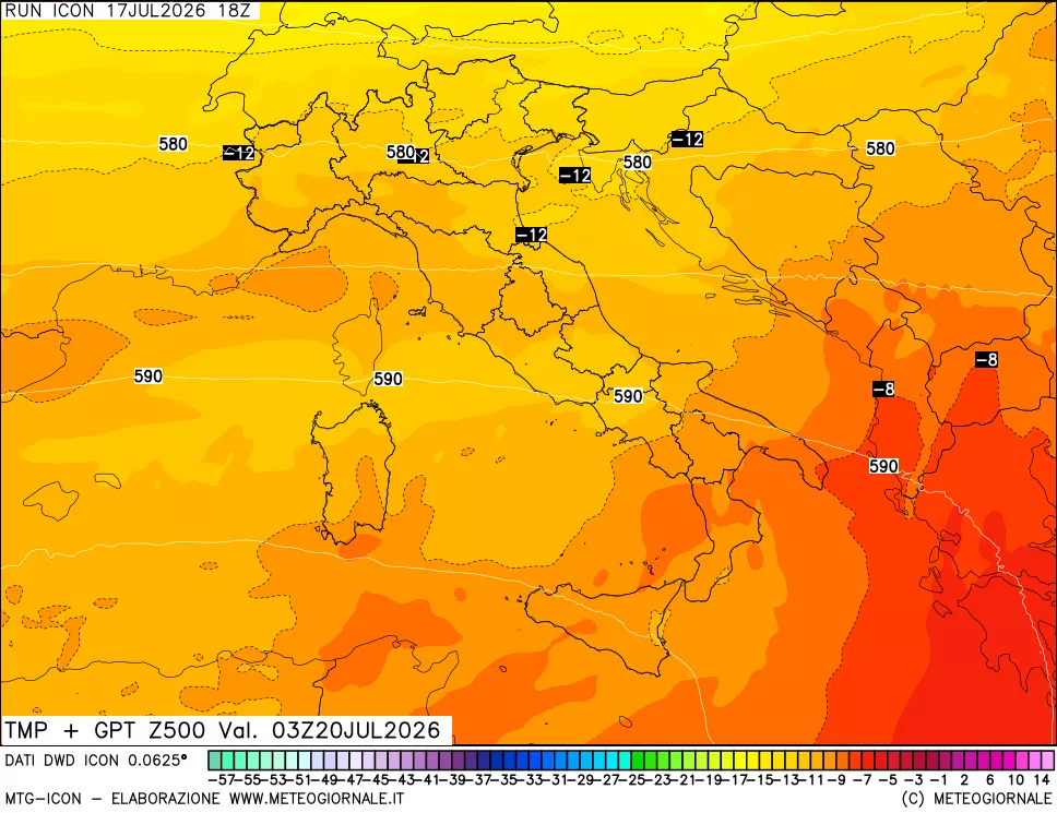 mappa 500 hPa Temp + GPT