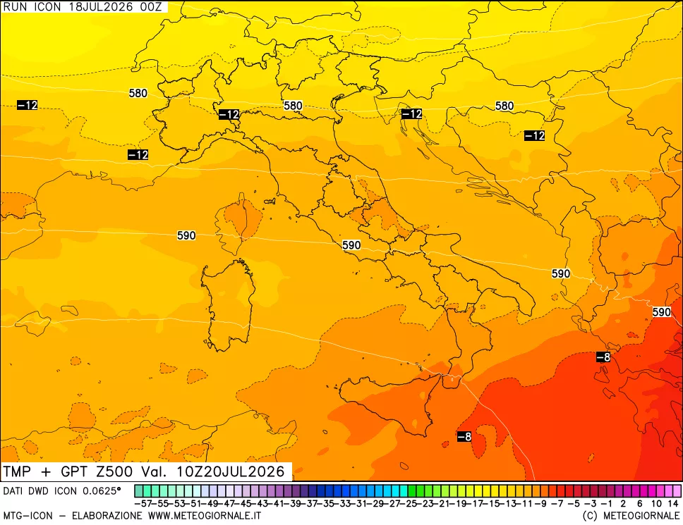 mappa 500 hPa Temp + GPT