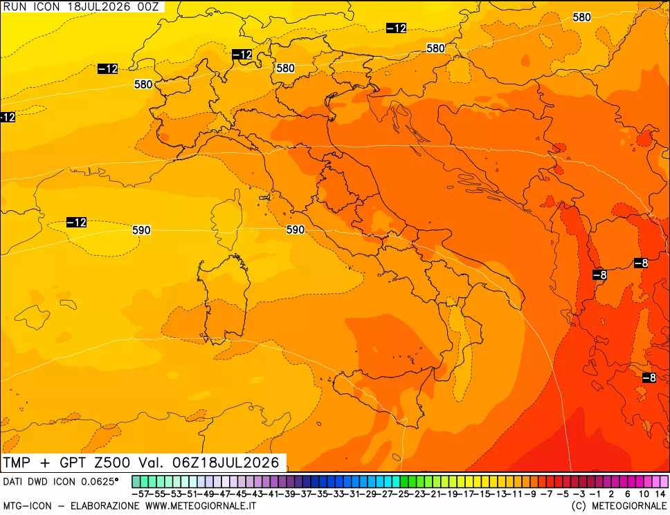mappa 500 hPa Temp + GPT