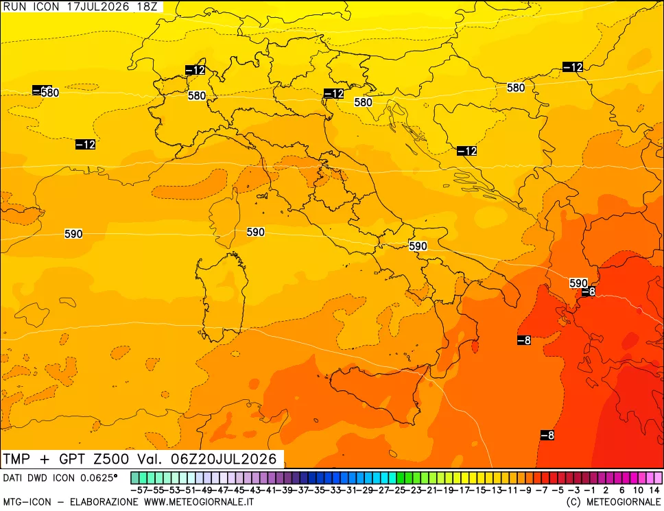 mappa 500 hPa Temp + GPT