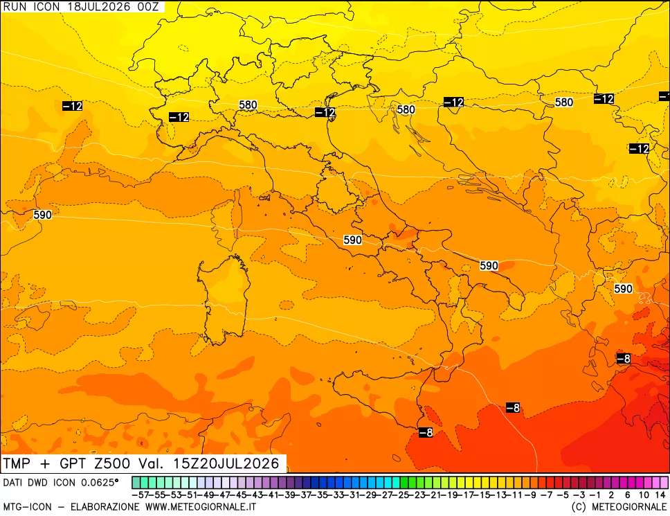 mappa 500 hPa Temp + GPT