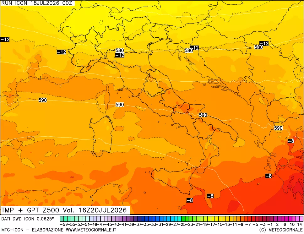 mappa 500 hPa Temp + GPT