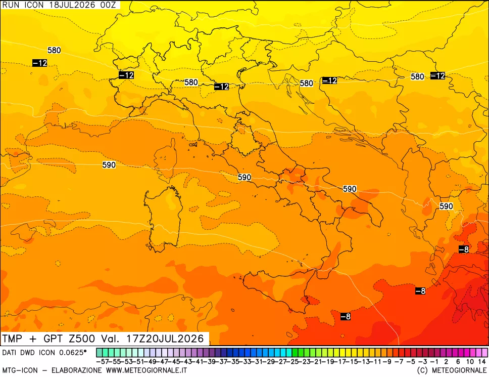 mappa 500 hPa Temp + GPT