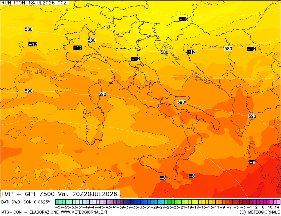 mappa 500 hPa Temp + GPT