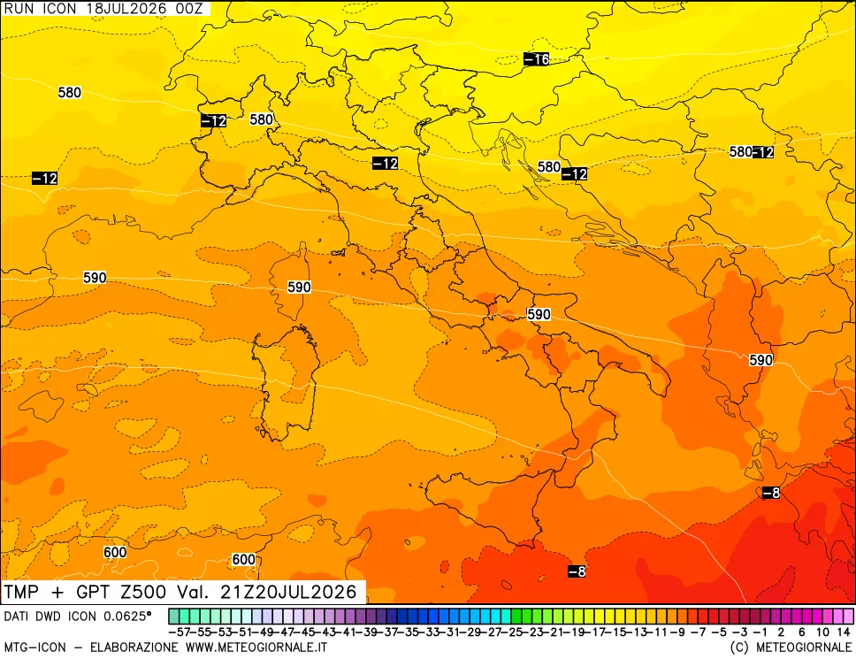 mappa 500 hPa Temp + GPT
