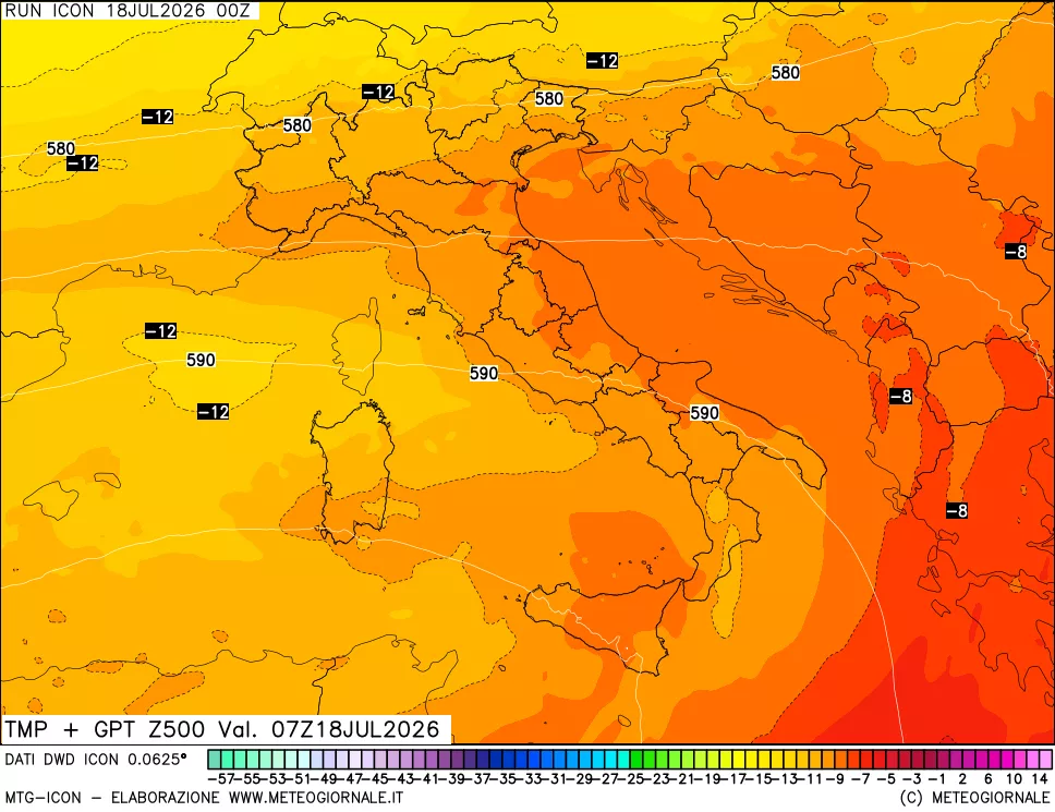 mappa 500 hPa Temp + GPT
