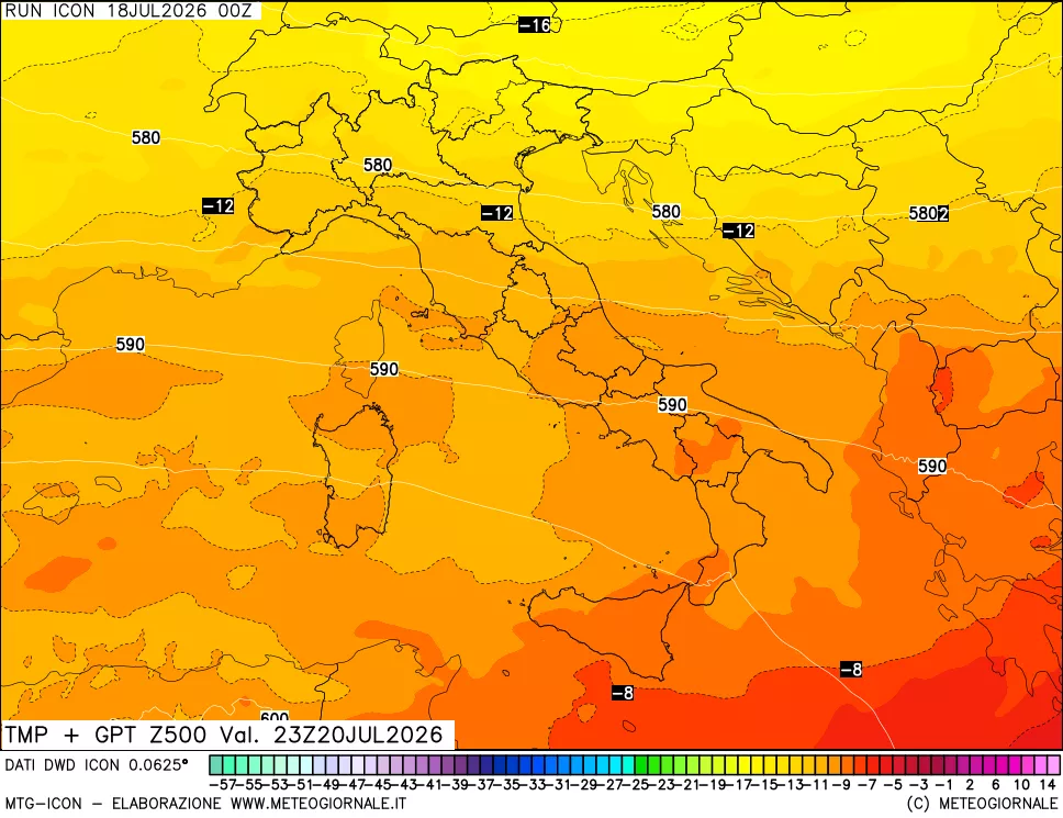 mappa 500 hPa Temp + GPT