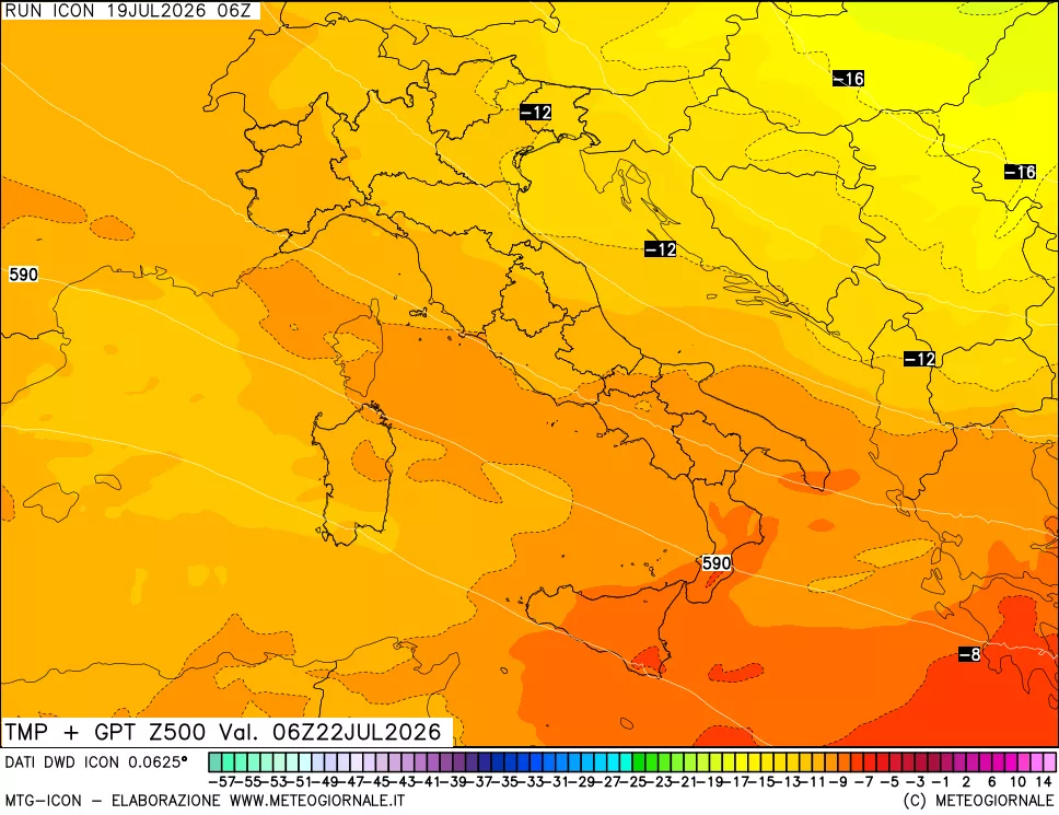mappa 500 hPa Temp + GPT