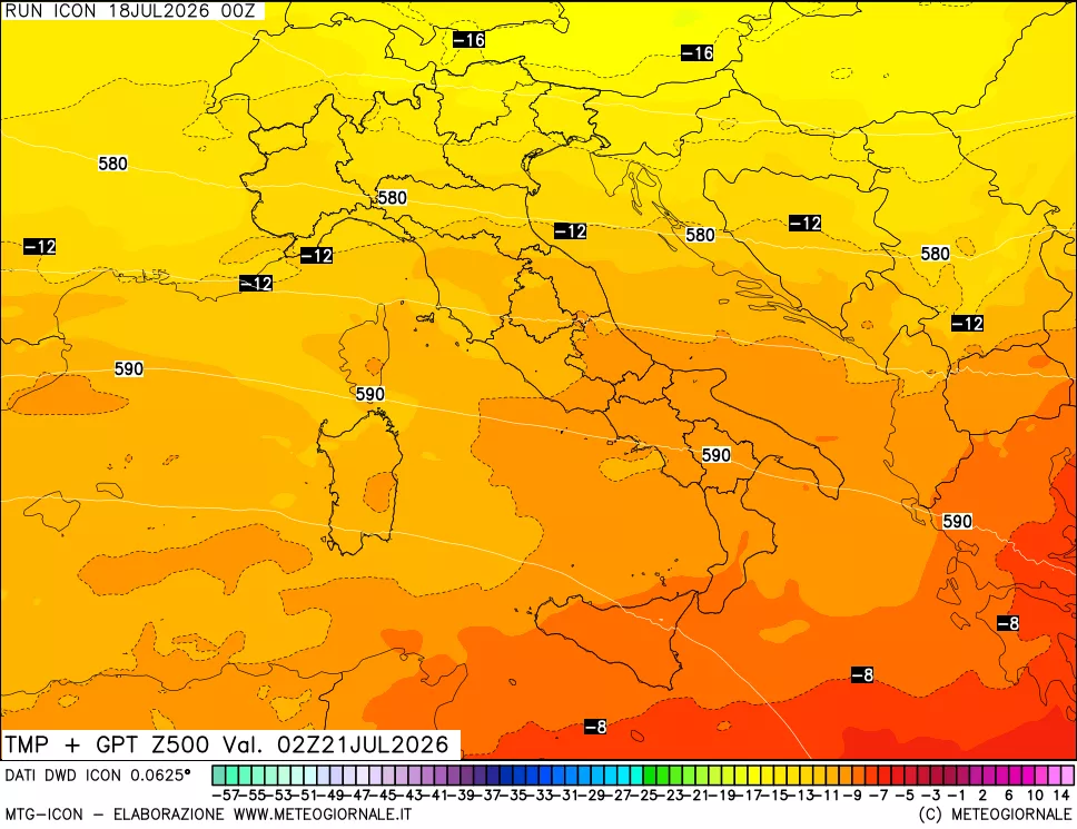 mappa 500 hPa Temp + GPT