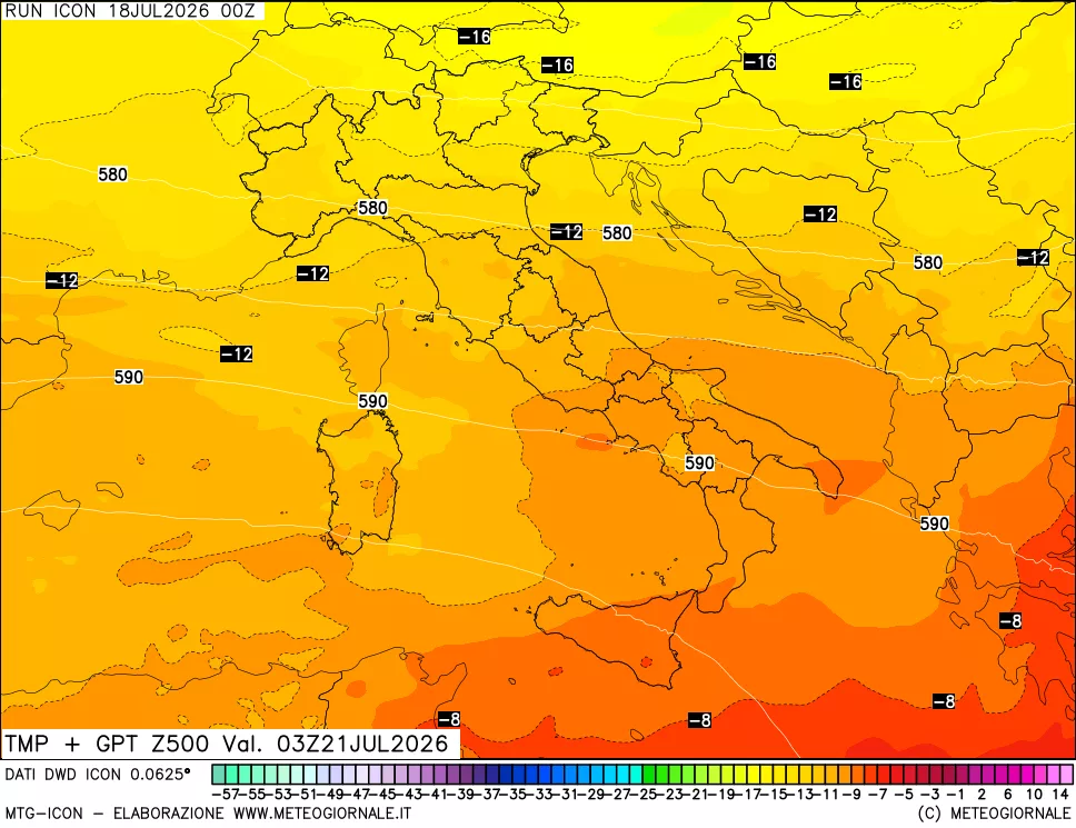 mappa 500 hPa Temp + GPT