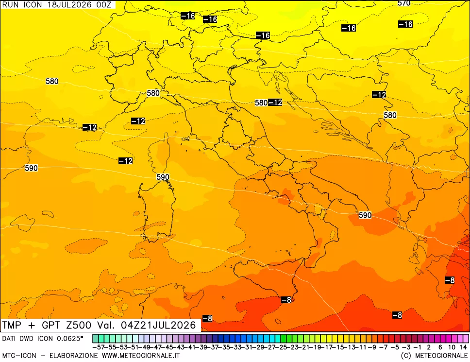mappa 500 hPa Temp + GPT