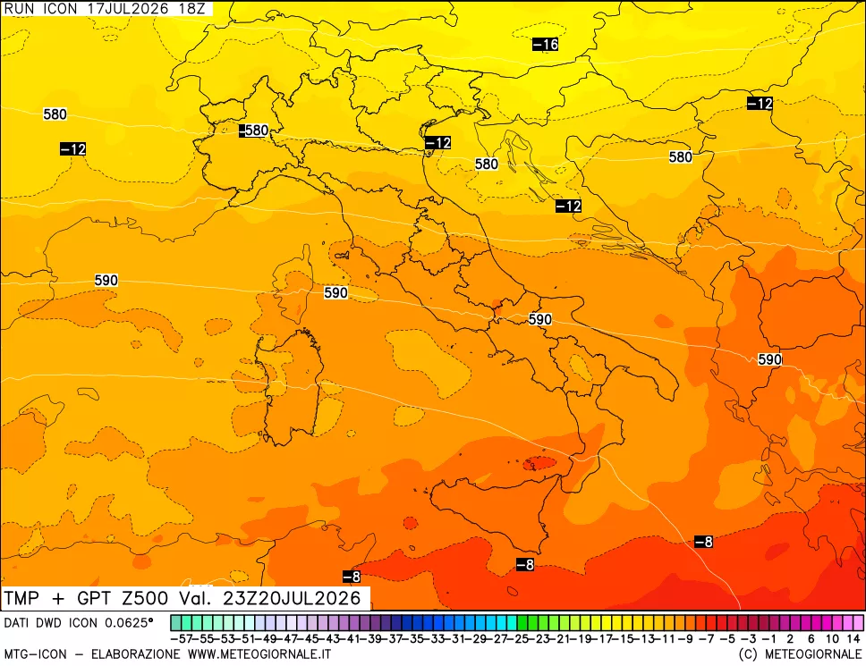 mappa 500 hPa Temp + GPT