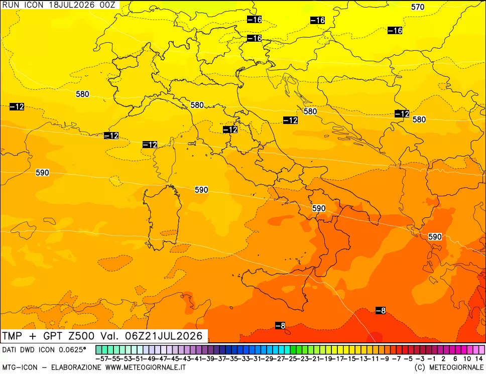 mappa 500 hPa Temp + GPT