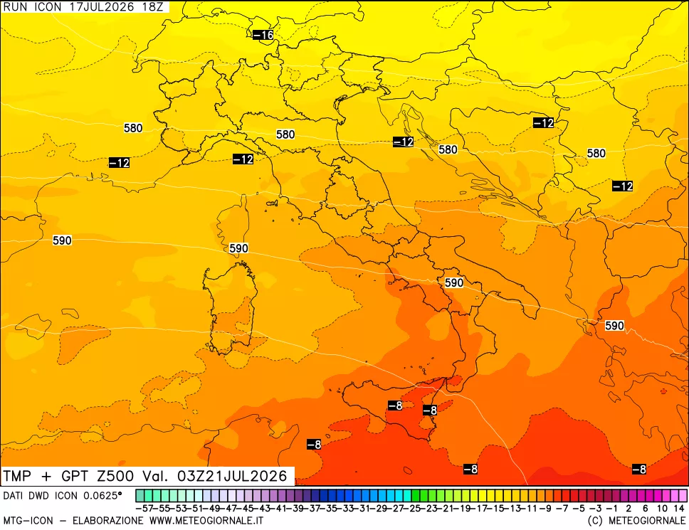 mappa 500 hPa Temp + GPT