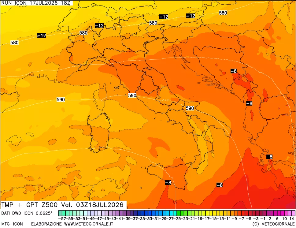 mappa 500 hPa Temp + GPT