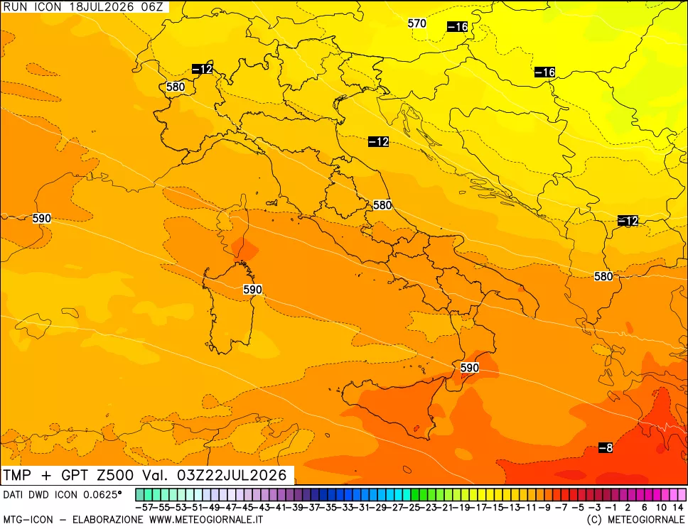 mappa 500 hPa Temp + GPT