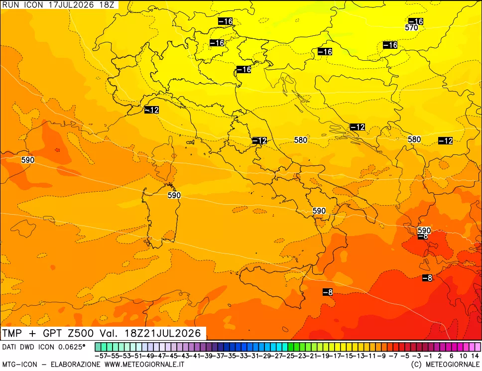 mappa 500 hPa Temp + GPT