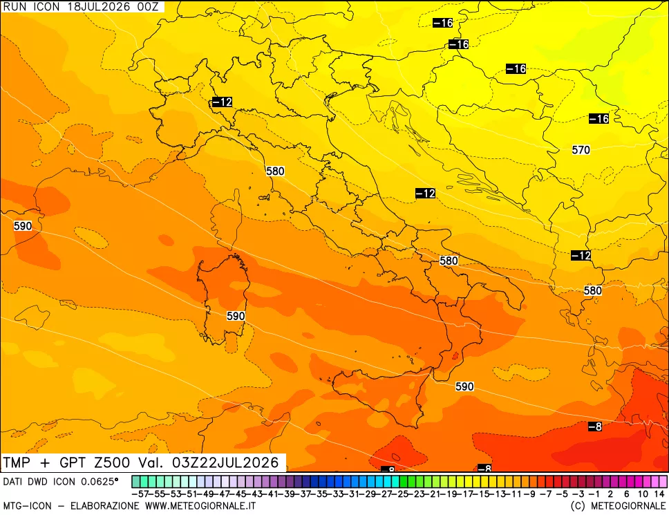 mappa 500 hPa Temp + GPT