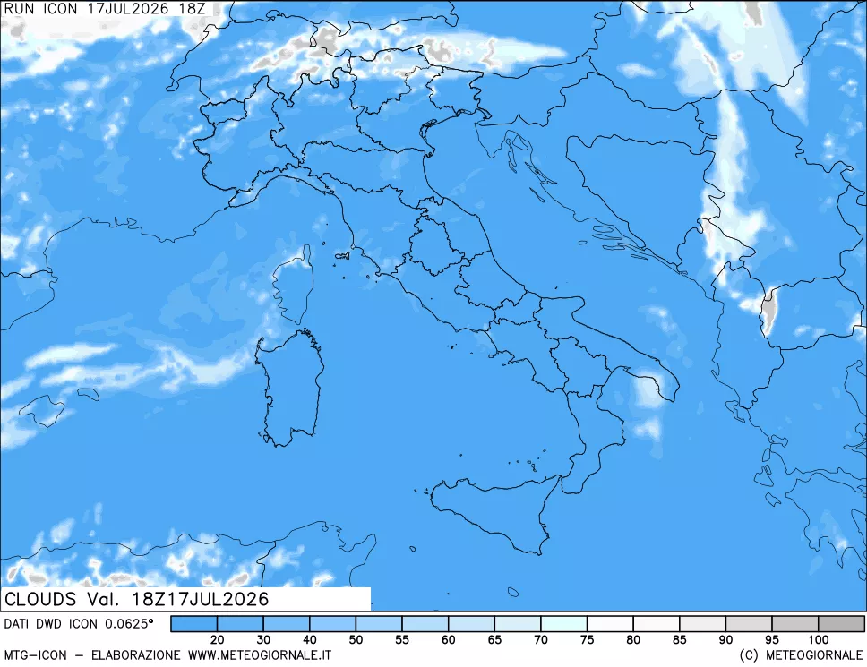 mappa Nuvolosit&agrave; totale