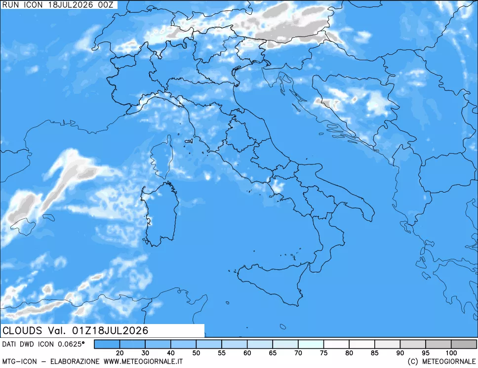mappa Nuvolosit&agrave; totale