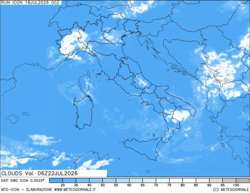 mappa Nuvolosit&agrave; totale