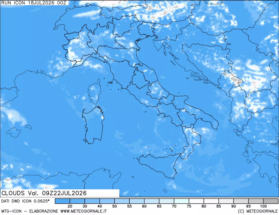 mappa Nuvolosit&agrave; totale