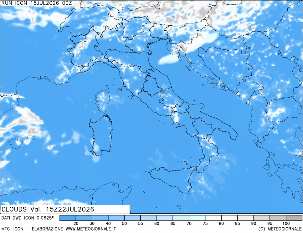 mappa Nuvolosit&agrave; totale