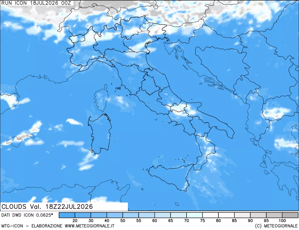 mappa Nuvolosit&agrave; totale