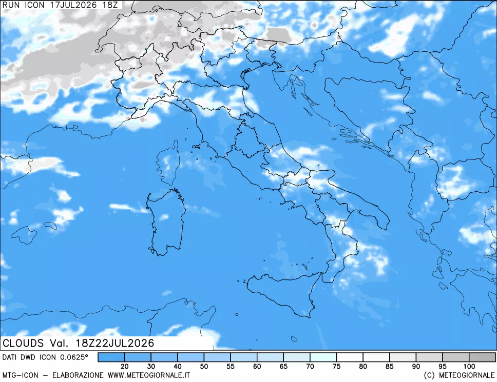 mappa Nuvolosit&agrave; totale