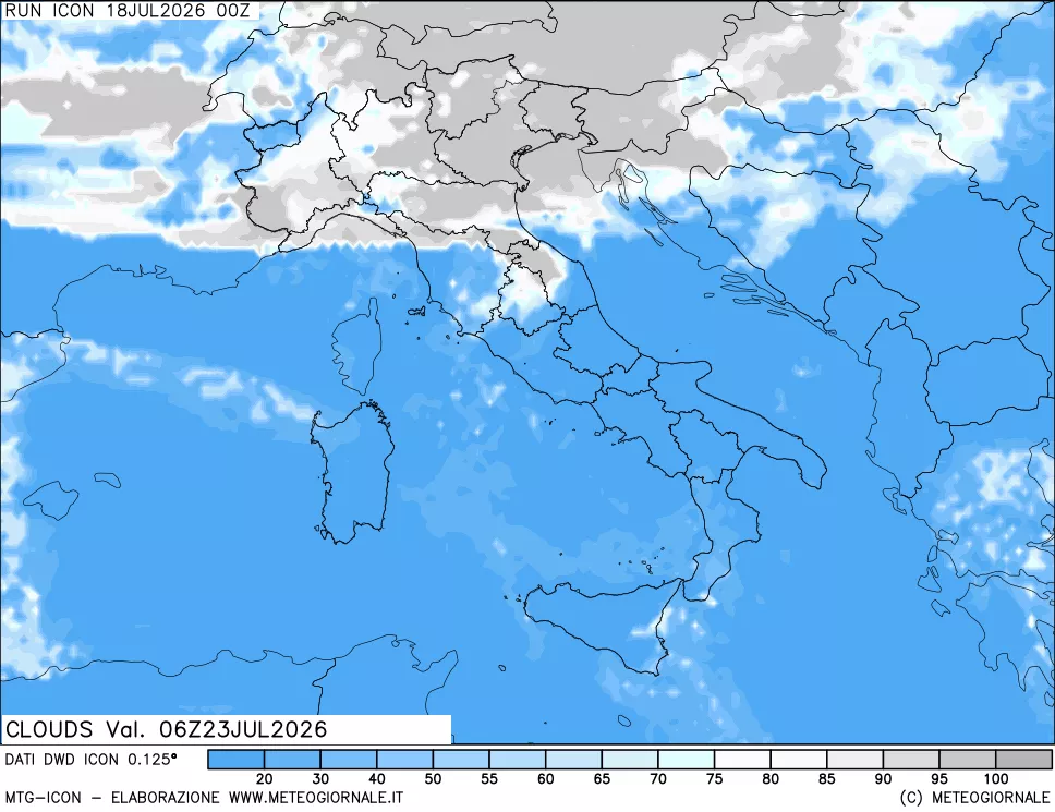 mappa Nuvolosit&agrave; totale
