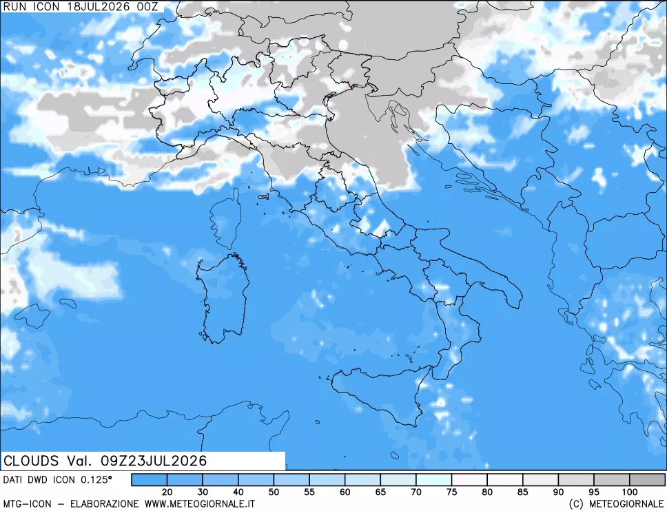 mappa Nuvolosit&agrave; totale