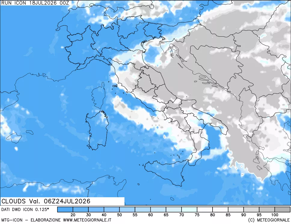 mappa Nuvolosit&agrave; totale