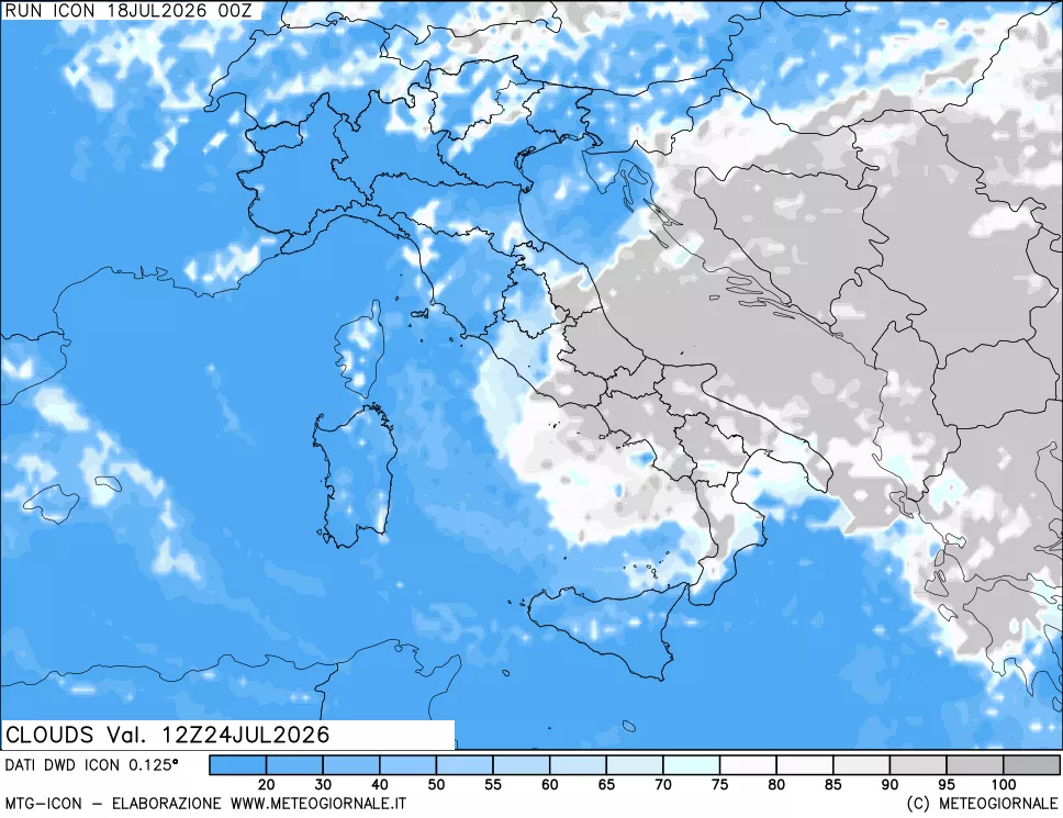 mappa Nuvolosit&agrave; totale
