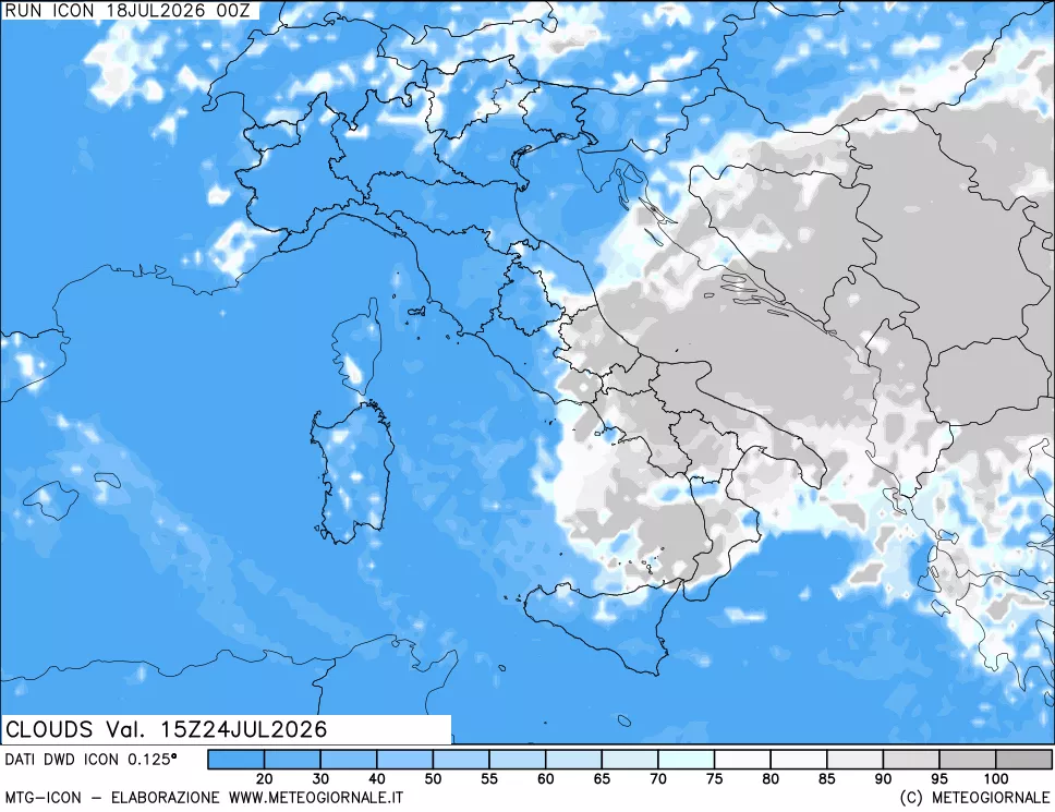 mappa Nuvolosit&agrave; totale