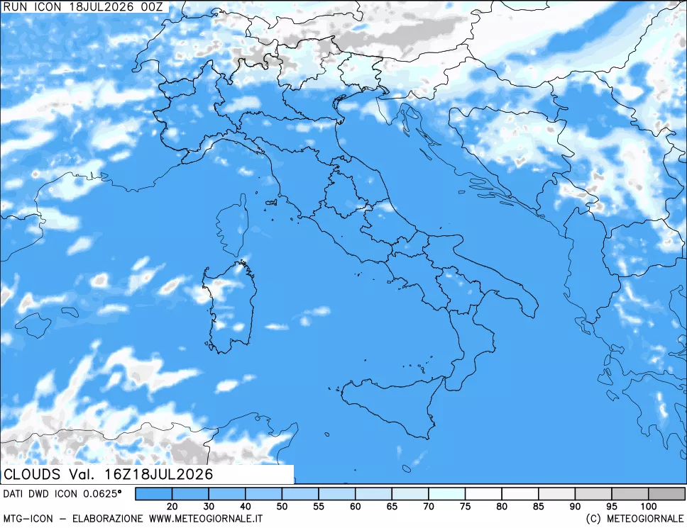 mappa Nuvolosit&agrave; totale