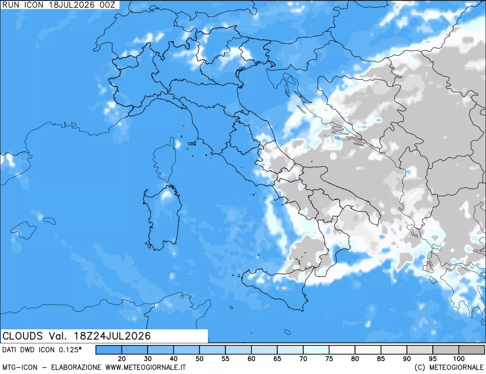 mappa Nuvolosit&agrave; totale