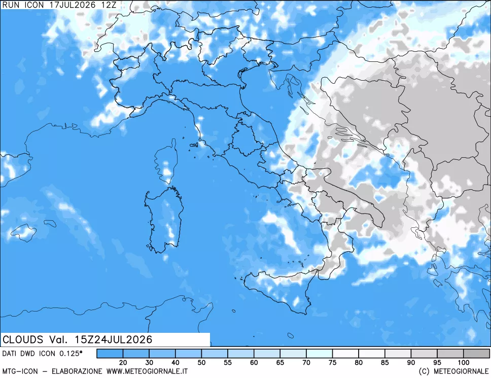mappa Nuvolosit&agrave; totale