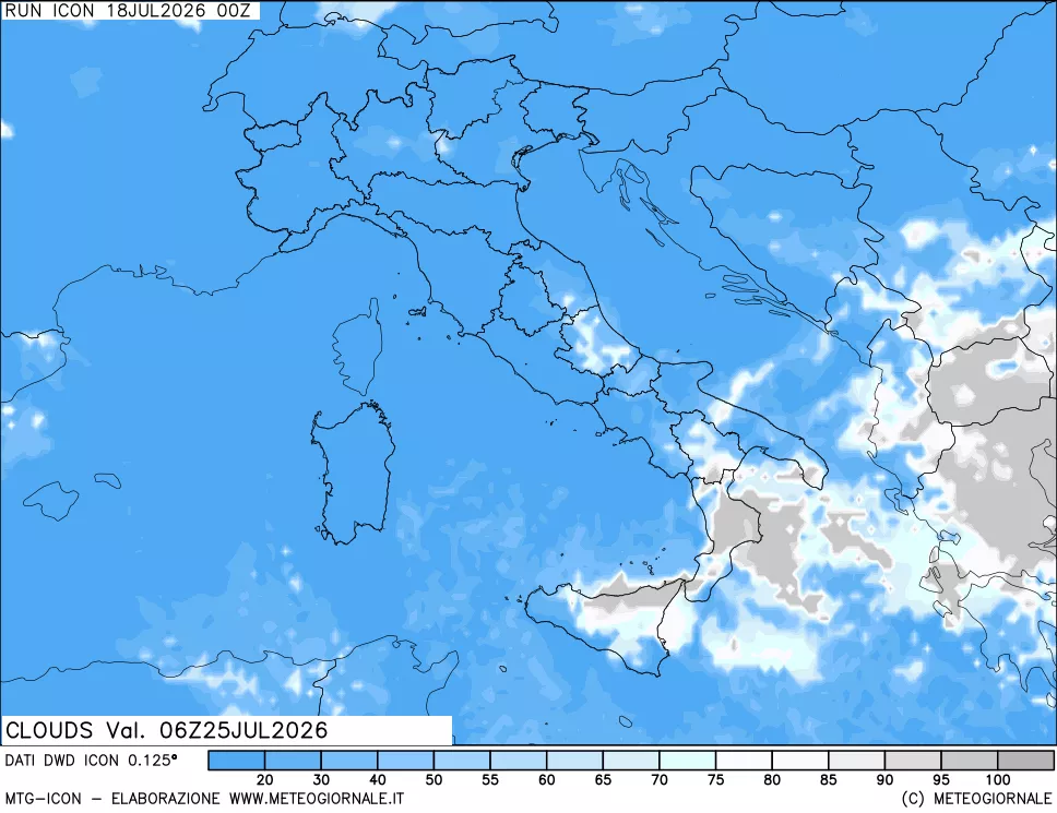 mappa Nuvolosit&agrave; totale