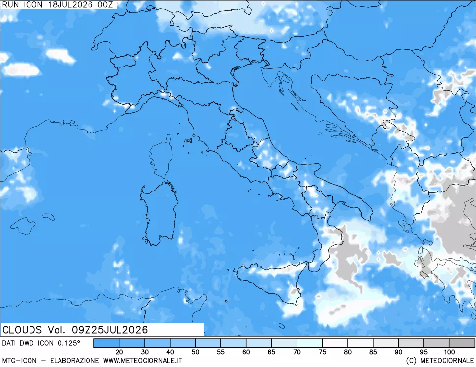 mappa Nuvolosit&agrave; totale