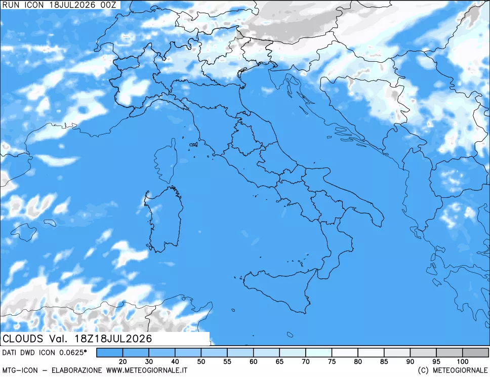 mappa Nuvolosit&agrave; totale
