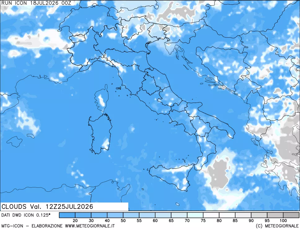 mappa Nuvolosit&agrave; totale